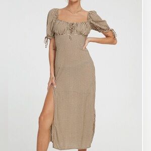 Cello Midi Dress In Gingham. XS